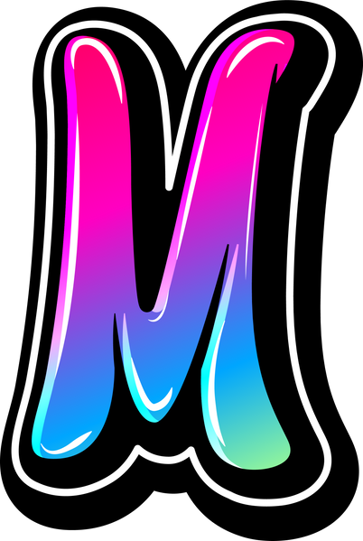 Letter M Rainbow Gradient Graffiti Font